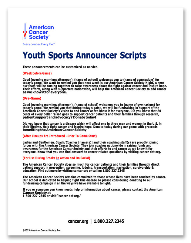Youth Sports Announcer Scripts