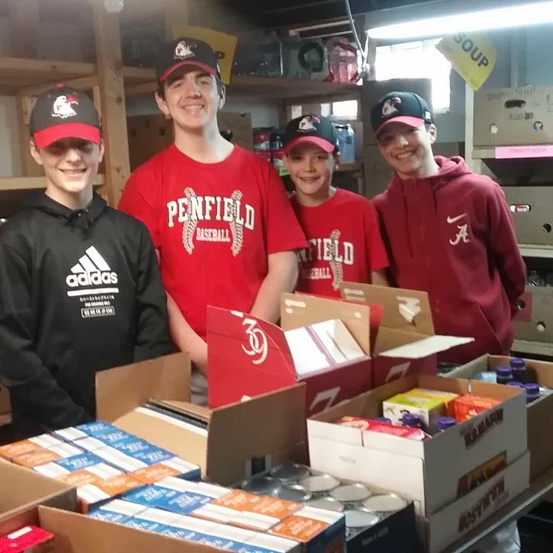 Penfield Baseball donated 22 boxes of food Team Up 4 Community