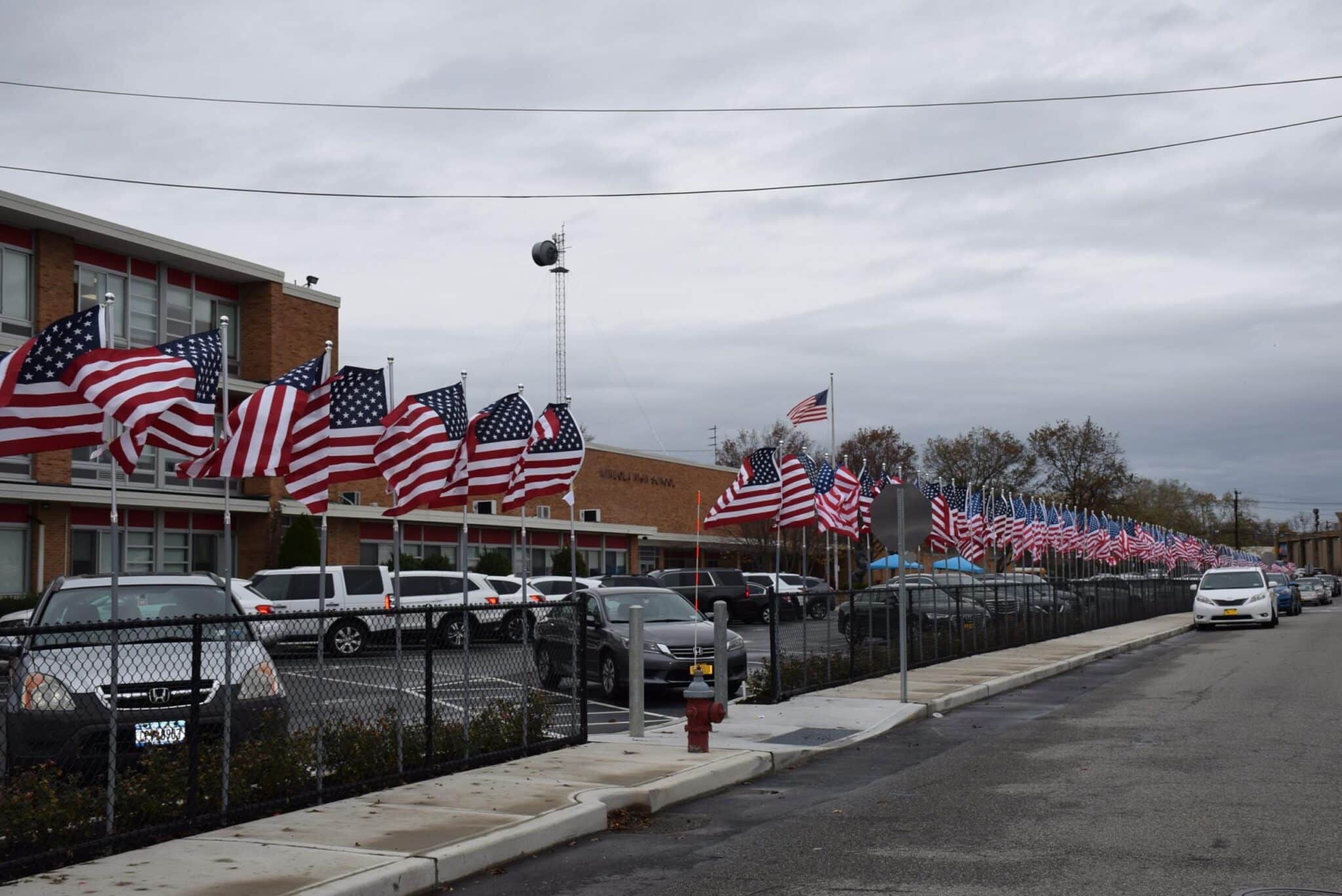 Mineola High School displays first Veteran Flag Field of Honor Team
