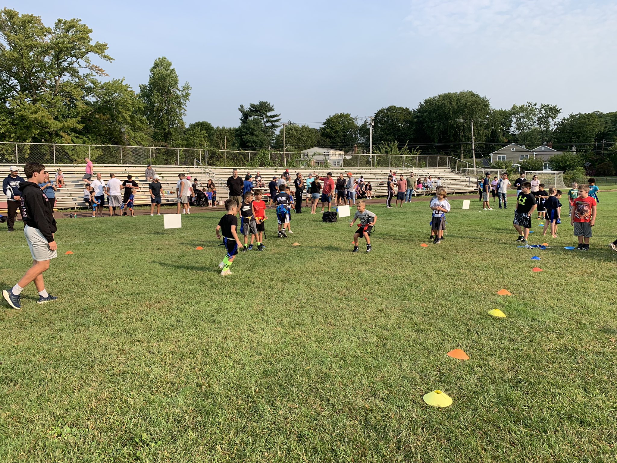 Harrison Football Volunteering with Youth Flag Football Clinics Team