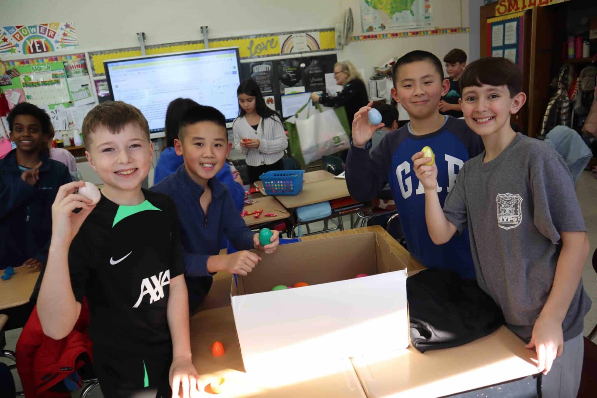 Camp Avenue students prep eggs and donate Lego for good causes Team